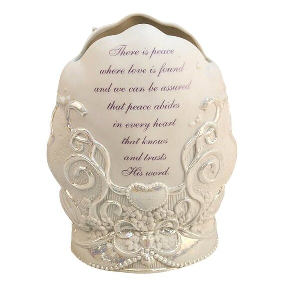 Vintage Precious Moments Angel Vase With Peace Poem Text 1995 Enesco Corp Cerami - Picture 2 of 12
